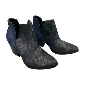 Laura Marano by Not Rated Blue Faux Leather "Tarim"  3" Heeled Boot Bootie